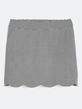 Tribal Biana Scalloped Hem Black White Gingham Skort 12